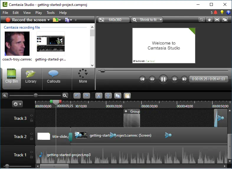 Программный интерфейс Camtasia Studio