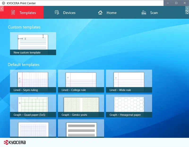 Шаблоны в KYOCERA Print Center
