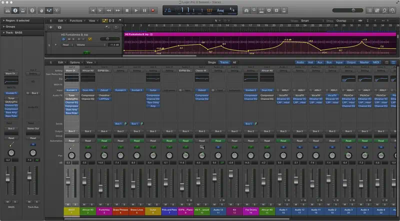 Редактирование звука в Logic Pro X