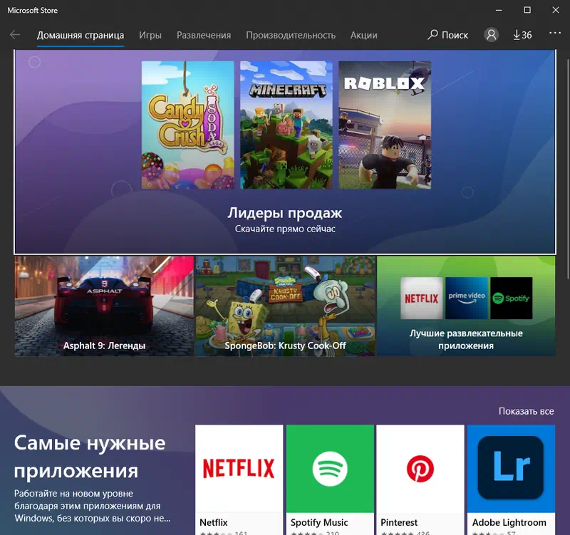 Описание MS Windows Store