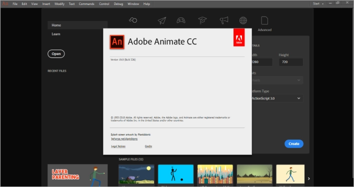 Интерфейс Adobe Animate СС 2019