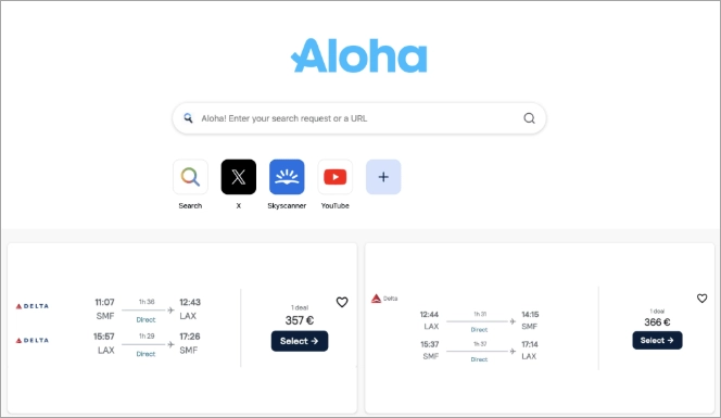 Интерфейс Aloha Browser