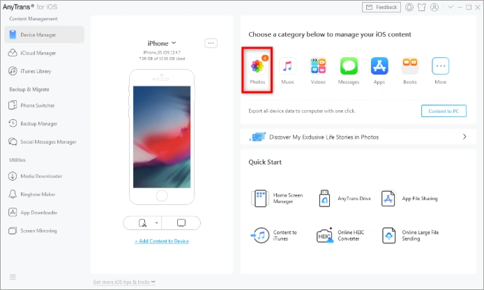 Интерфейс AnyTrans for iOS