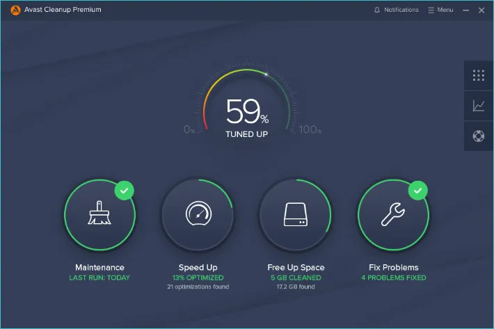 Интерфейс Avast Cleanup