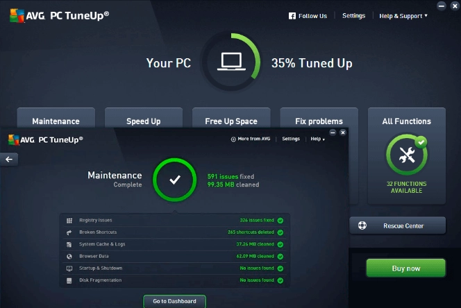 Интерфейс AVG PC Tuneup