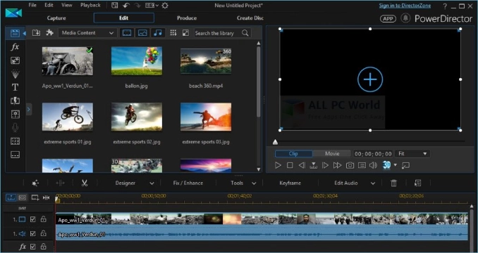 Интерфейс CyberLink PowerDirector