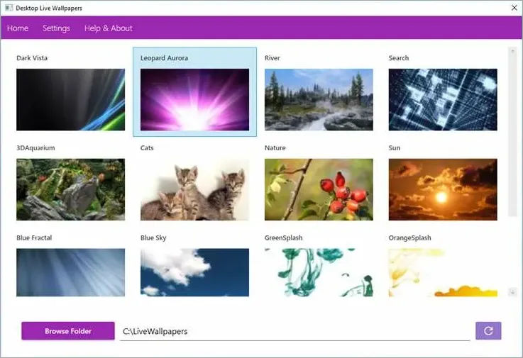 Интерфейс Desktop Live Wallpapers