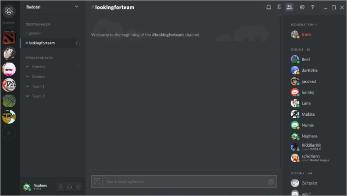 Интерфейс Discord PTB
