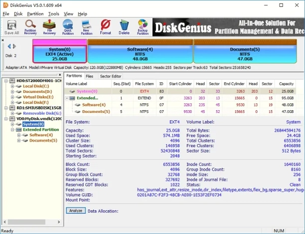 Интерфейс DiskGenius