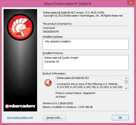 Интерфейс Embarcadero Delphi