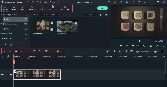 Интерфейс Filmora Video Editor