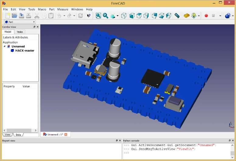 Интерфейс FreeCAD 3D