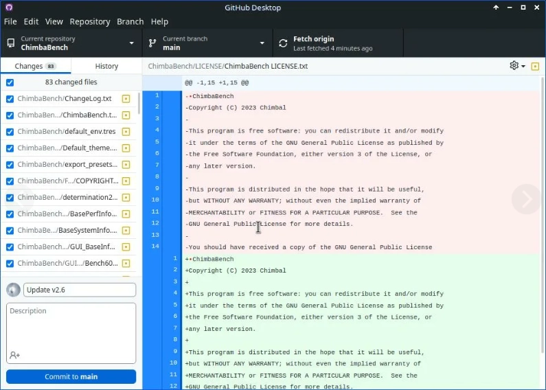 Интерфейс GitHub Desktop