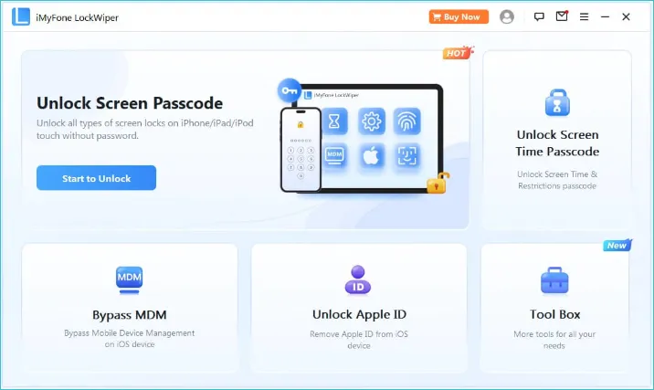 Интерфейс iMyFone LockWiper
