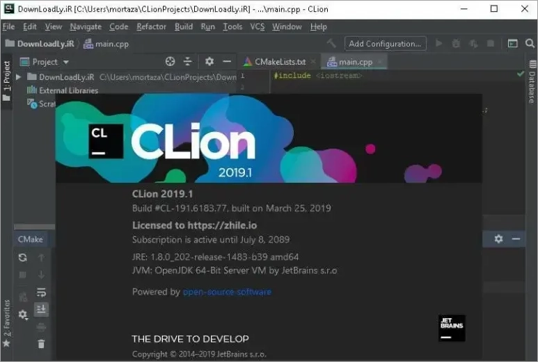 Интерфейс JetBrains CLion