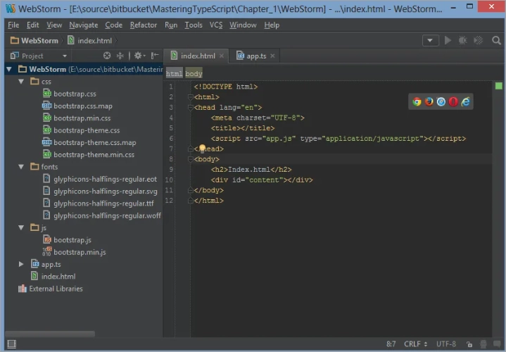Интерфейс JetBrains WebStorm