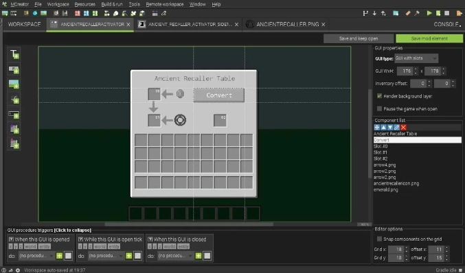 Интерфейс MCreator
