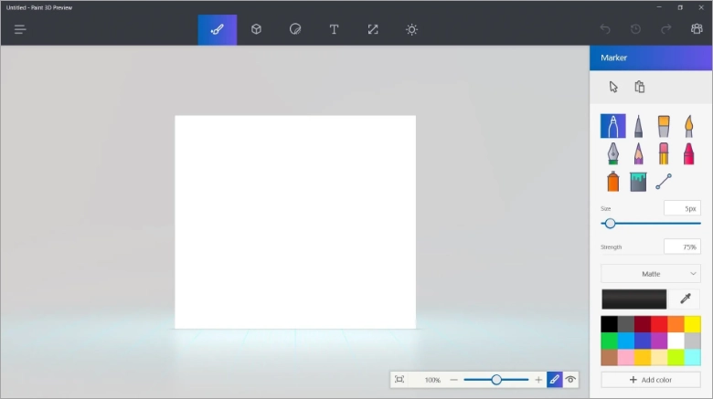 Интерфейс Microsoft Paint 3D