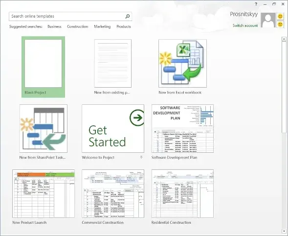 Интерфейс Microsoft Project 2019