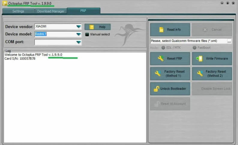 Интерфейс Octoplus FRP Tool