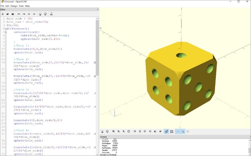Интерфейс OpenSCAD 3D