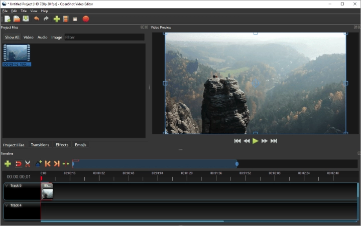 Интерфейс Openshot Video Editor