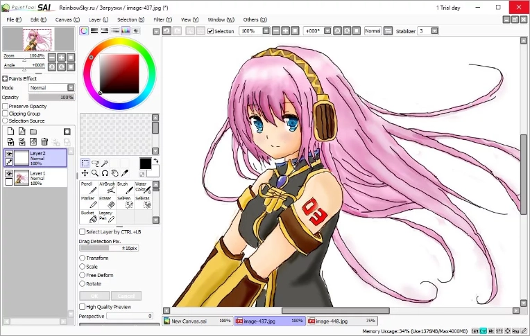 Интерфейс Paint Tool SAI