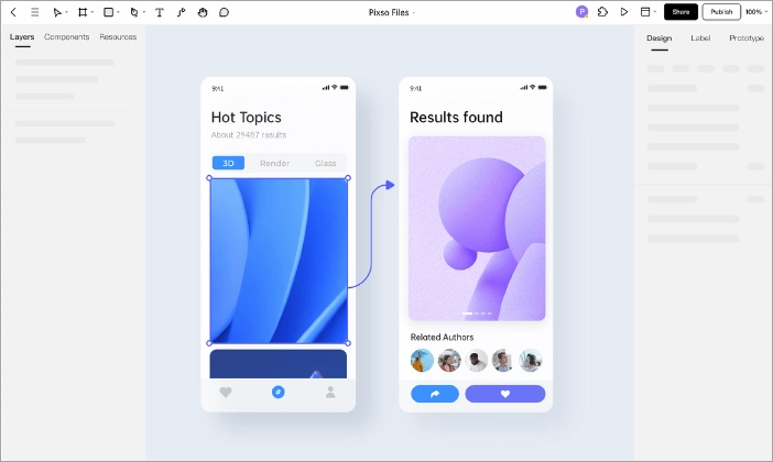 Интерфейс Pixso