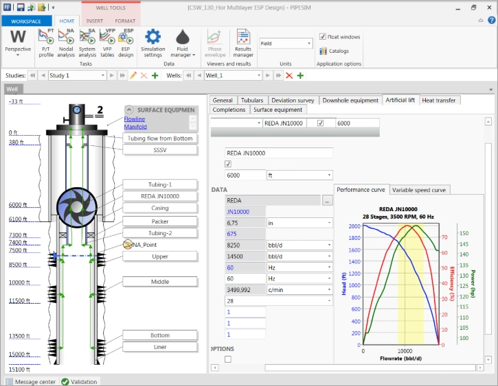 Интерфейс Schlumberger PIPESIM