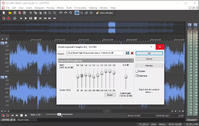 Интерфейс Sound Forge