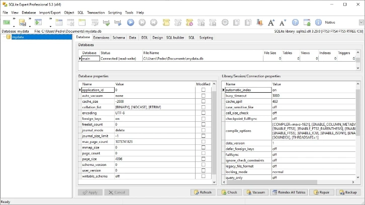 Интерфейс SQLite Expert