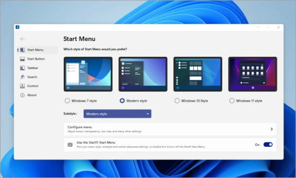 Интерфейс Stardock Start11
