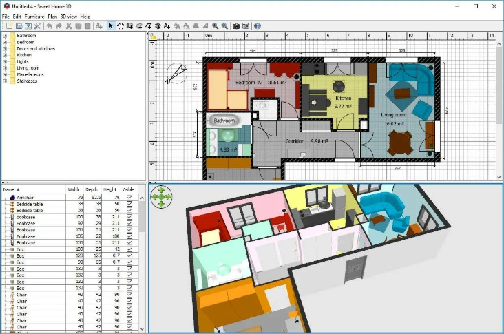 Интерфейс Sweet Home 3D