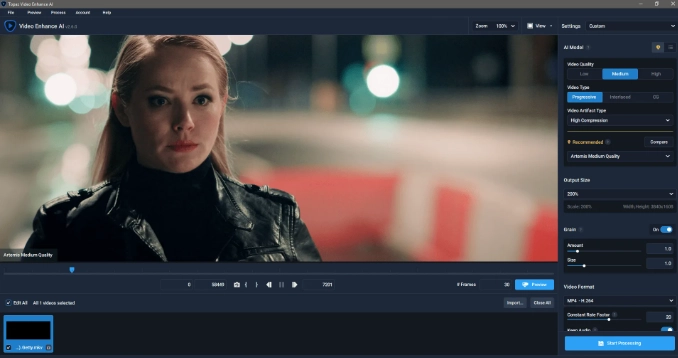 Интерфейс Topaz Video Enhance