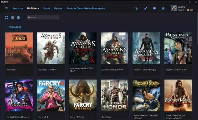 Интерфейс Ubisoft Game Launcher