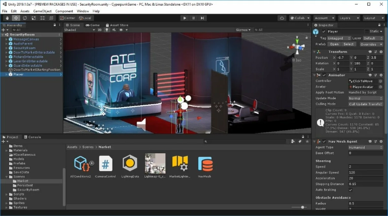 Интерфейс Unity 3D