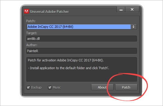 Интерфейс Universal Adobe Patcher