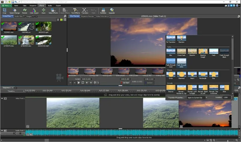 Интерфейс VideoPad Video Editor