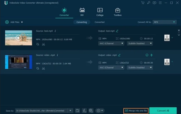 Интерфейс VideoSolo Video Converter