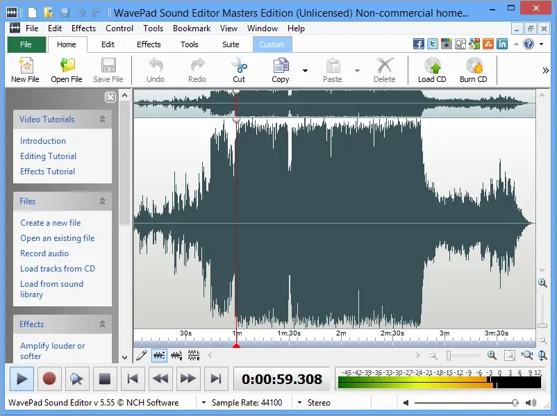 Интерфейс WavePad Sound Editor