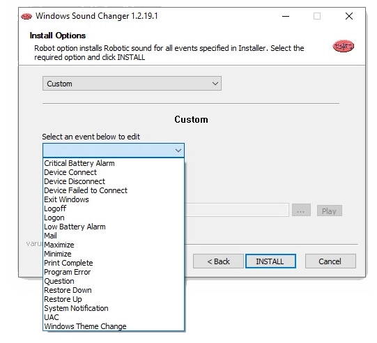 Интерфейс Windows Sound Changer