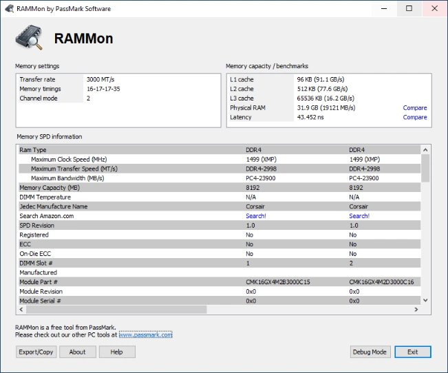 PassMark RAMMon